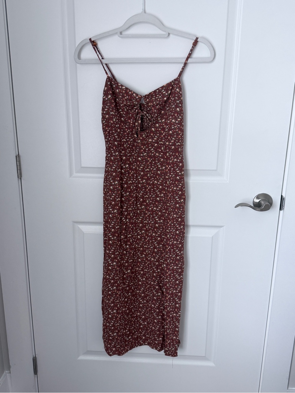 Aeropostale Rust Floral Tie-Front Maxi Dress